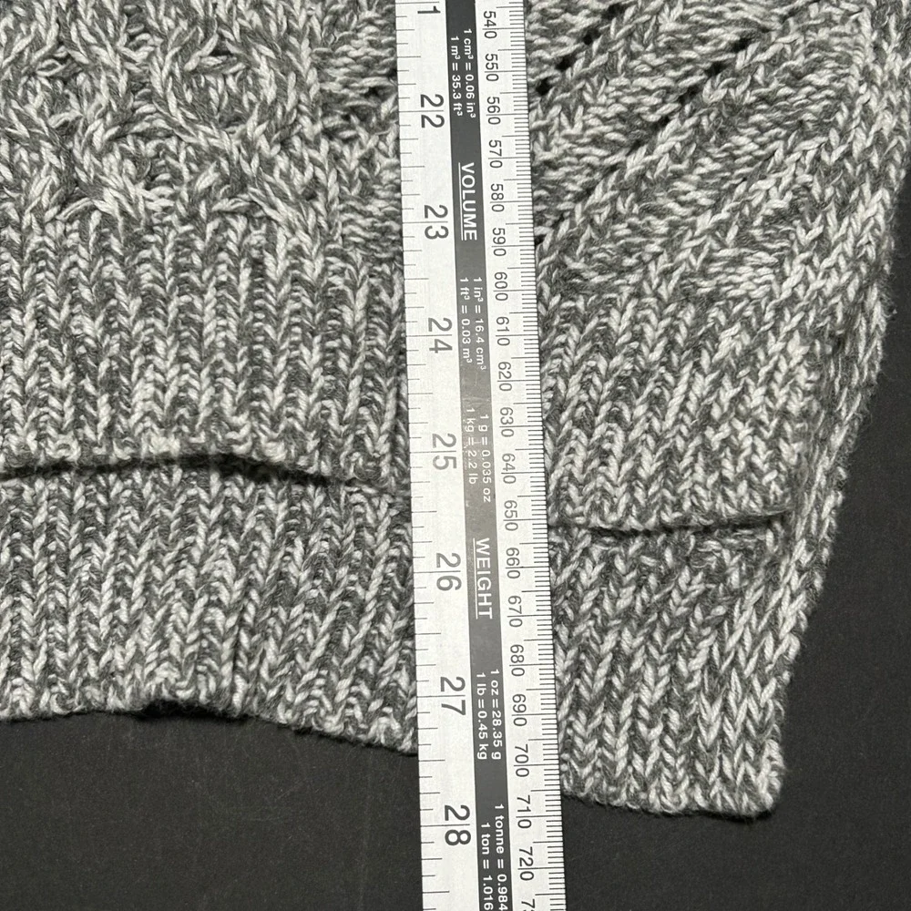Express Women's Gray Cable Knit Sweater Size M High-Low Hem‎